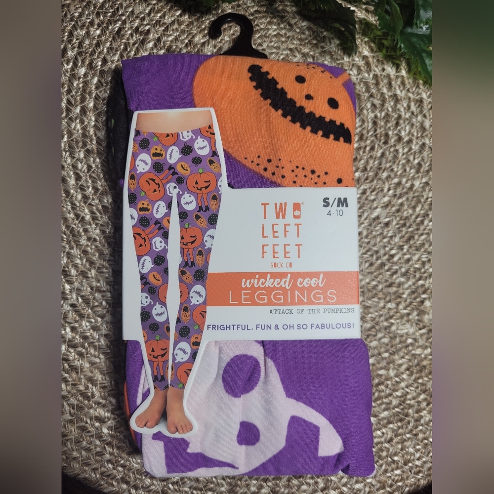 Kids Halloween Leggings - Purple and Orange. NWT.   Size 10